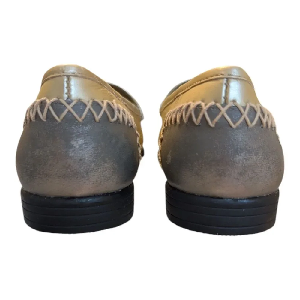 Mootsies Tootsies Metallic Patchwork Leather Loafers Womens 6M Distressed Casual